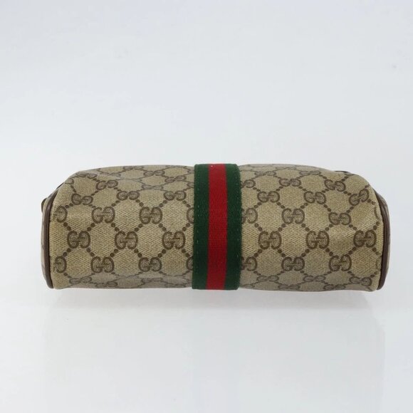 GUCCI GG Supreme Web Sherry Line Clutch Bag PVC Beige Red 75 01 012 Auth th6368 - Picture 6 of 16